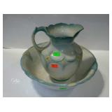 Painted wash bowl and pitcher