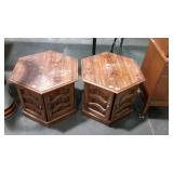 Two octagon shaped end stands, tops need to be