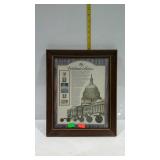 Framed presidential coin and stamp collection, 14