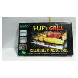 Flip-n-grill collapsible charcoal grill, in box