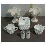 Fenton hobnail salt & pepper shakers, square