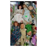 Vintage doll group, six dolls and two stuffed