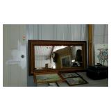 Wall decor mirror, double framed oak - 48 x 27