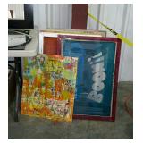 Art group - five silk screen printing frames, 23 x