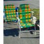 Three lawn chairs, aluminum framed with Web