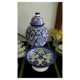 Blue and white Asian home decor, ginger jar and