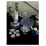 Glassware group lot with candle decor, teapots,