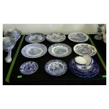 Blue and white plates mixed lot some Asian theme