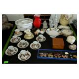 Glassware group lot with teacups and saucers,