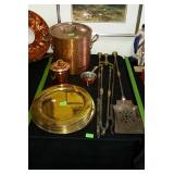 Copper kitchen ware covered stock pot, decor