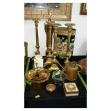 Decor group lot with candle holders, lamp bases,