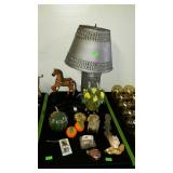 Punch tin table lamp and misc home decor