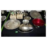 Gorham bowls, Silver plate items, table lamp etc