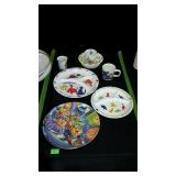 Plastic kids theme plates and Wedgewood and royal