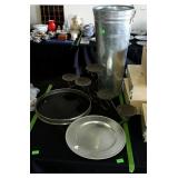 Candle stand, tall galvanized container, snack