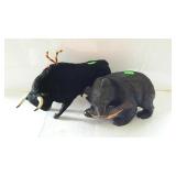 Two animal decor pieces. One fighting bull and a