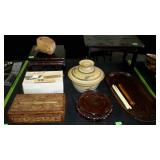 Asian decor group. Trays, Kleenex cover, sushi