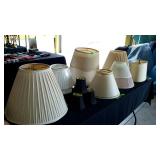 Table lot of lamp shades