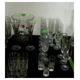 Glassware - set of six crystal wine flutes,