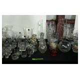 Group - large lot of clear glass vases of various