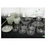 Group - clear glass bowls, plates, salad bowl
