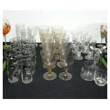 Glassware group - stemware sets, carriage scene