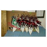 Plastic Santa and reindeer lawn decor with lights