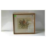 Signed hunt club watercolor, 16 x 16