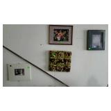 Group lot of four small pictures with home decor