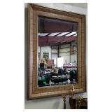 Large beveled glass, wall mirror. Crackle paint