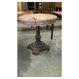 Pedestal round table with ornate carving, top