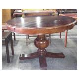 Contemporary round pedestal dining table, shows