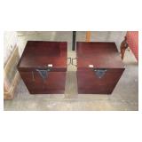 Pair of home decor storage boxes, dark stained
