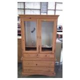 Modern pine armoire cabinet, double set of top