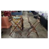 Two older folding directors type chair frames