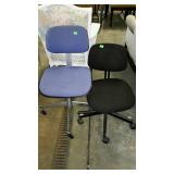 Two office desk chairs light duty type both used