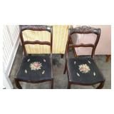 Two Side Chairs, dining type with rose wood