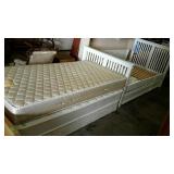 Bed, white modern design twin size bed with pull