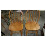 Two matched kitchen table chairs, bow spindle