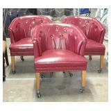 Lobby/office barrel style chairs on wheels. Group