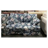 Loveseat, floral pattern fabric with serpentine