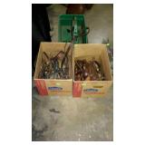 Horse Tack, 2 boxes misc leather bridles, 2