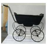 Vintage wooden made doll baby stroller buggy