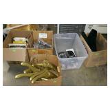 Group of 5 box lots, gold colored cloths hangers,