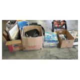 Box lot with kids games, picture frames, pots and
