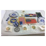 Military patches, pins, and medal