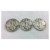 Walking liberty half dollars 1942, 1942D, and