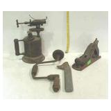 Tool lot, blow torch, Stanley carpenters wood