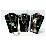 Three groups of Costume Jewelry necklaces with the