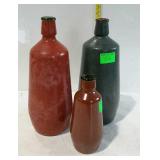 3 painted glass bottles